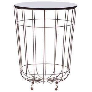 Tavolino da caffè in MDF bianco e oro con struttura in metallo, 15,7 pollici di diametro - Product Image 1