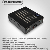 Station de charge USB 100 ports 500W DC5V 100A, chargeur de bureau multi-appareils, affichage numérique, chargeur USB multi-ports pour téléphones