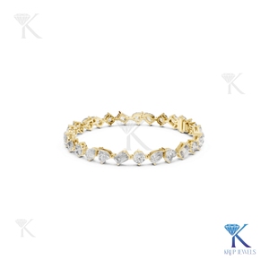 Lab Grown Diamond Round Brilliant Cut Filled Tennis <b>Bracelet</b> <b>Solid</b> Gold Fine Women Minimalist Luxury Jewelry - Product Image 1