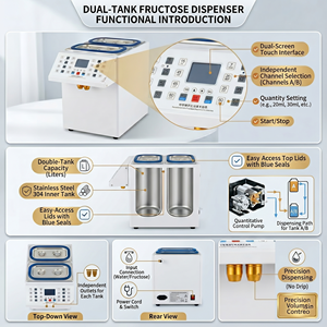 Distributeur automatique de fructose à double réservoir en acier inoxydable 304 KEI FU HF-S02pro avec voies de distribution A/B indépendantes - Product Image 5