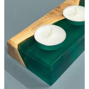 Portavelas de resina morada, soporte de madera para velas de té, candelabro hecho a mano, decoración de velas moradas, portavelas de resina, portavelas de madera. - Product Image 6
