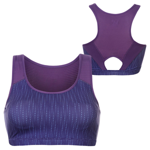 Women's Seamless Sports Bra Scoop Neck Medium Support Dot Pattern Yoga Breathable <b>Mesh</b> <b>Top</b> Purple - Product Image 3