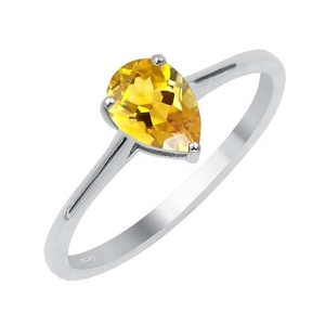 Anillo de citrino natural hecho a mano 925 Plata de Ley sólida Color amarillo forma de pera 925 Plata estampada anillo de joyería de plata hecho a mano - Product Image 1