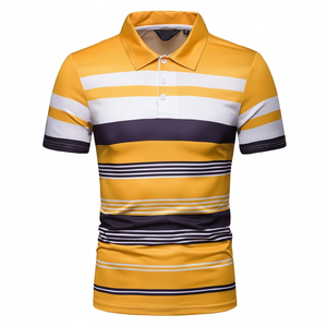 เสื้อโปโลถักไหมพรมสีพื้นเรียบง่าย สไตล์พื้นฐาน กระดุมติด ผ้าฝ้าย 100% แขนสั้น เสื้อสเวตเตอร์ผู้ชาย - Product Image 4