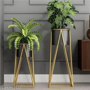 Macetero cilíndrico de metal moderno y minimalista al por mayor con soporte dorado, maceta alta de hierro para sala de estar y hogar interior - Product Image 4