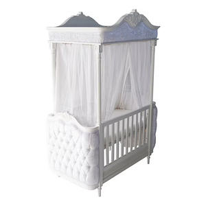 Lit bébé Elina au design moderne, en bois d'acajou de haute qualité, multifonctionnel, rembourré, couleur blanche, pour chambre à coucher, bébés et enfants - Product Image 4
