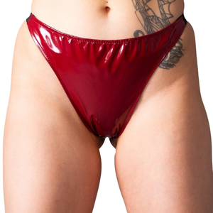 กางเกงในผู้หญิงสีแดงแบบ Thong เอวต่ำ ไร้รอยต่อ บางเฉียบ เซ็กซี่ สีพื้น ผ้าถัก ผสมสแปนเด็กซ์และไนลอน - Product Image 4