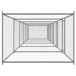 Jaula Grande y Resistente para Perros, de Acero Galvanizado Gris - Product Image 5