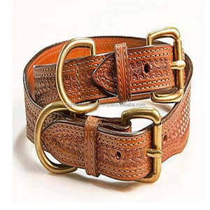 Collar de Perro de Cuero Genuino de Alta Calidad con Grabado Tallado a Mano, Estilo Occidental, Resistente, Venta al Por Mayor 2021 - Product Image 6