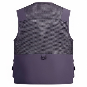 Chaleco Cargo de Malla Transpirable para Hombre con Múltiples Bolsillos, Cierre de Cremallera, Cuello en V, Ropa Casual de Verano para Exteriores - Product Image 5
