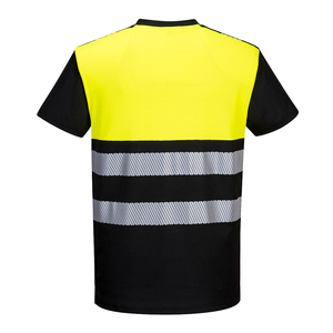 Camiseta de Trabajo Unisex de Alta Visibilidad, Reflectante y Transpirable, Ropa de Seguridad de Poliéster con Rayas Plateadas y Panel Amarillo Resistente al Agua - Product Image 2