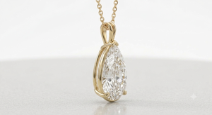 Pendentif en or jaune 18 carats avec diamant de laboratoire taille poire certifié IGI, style minimaliste pour femme, bijoux de mariage - Product Image 2