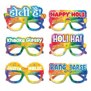 Lunettes en papier colorées pour Holi, accessoires photo pour hommes, femmes et enfants, décoration, lunettes en papier amusantes pour Holi, vente en gros OEM - Product Image 6