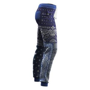 Men's Blue Bandana Print Sweatpants Elastic Waist Drawstring Casual Joggers Polyester Breathable Jogger Pants <b>Trousers</b> - Product Image 2