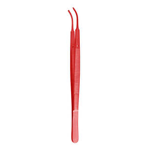 Pinzas Curvas Rojas con Empuñadura Dentada de 7 Pulgadas, Puntas de Precisión para Uso Delicado - Product Image 1