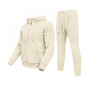 Survêtement d'hiver en molleton de coton multicolore avec fermeture éclair et poches, vente en gros personnalisée, approvisionnement mondial, ensemble décontracté uni - Product Image 3