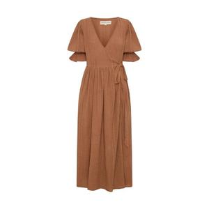 Robe longue Uma faite à la main, pièce classique, confectionnée à la main en 100% coton, texture douce, détails rayés, taille naturelle, écologique - Product Image 4