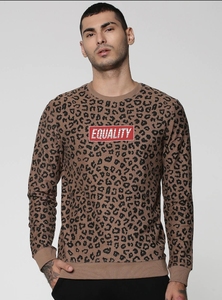 Sudadera de Cuello Redondo con Estampado de Leopardo para Hombre, Corte Regular, Logotipo Estampado, Informal, Tejida, 100% Algodón, para Otoño - Product Image 4