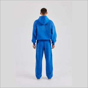 Survêtement Homme Bleu Royal Délavé de Qualité Supérieure, Logo Personnalisé Brodé, Streetwear Élégant, Survêtements Homme Épais - Product Image 3