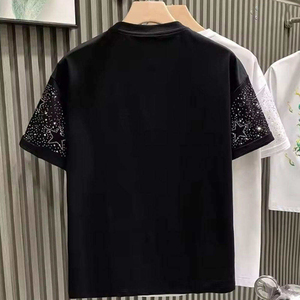 เสื้อยืดแขนสั้นผู้หญิงประดับเพชรหลากสี เสื้อยืดผ้าฝ้ายประดับเพชรหลากสีสำหรับผู้หญิง - Product Image 6