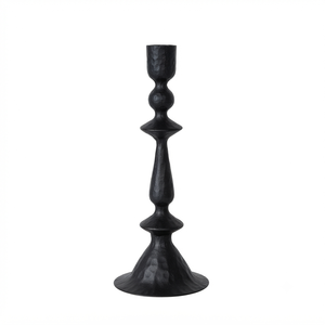 Iron <b>Candlestick</b> Holder with Curved Base <b>Black</b> Finish Durable Home Wedding Tableware Decoration Metal Candle Holder - Product Image 4