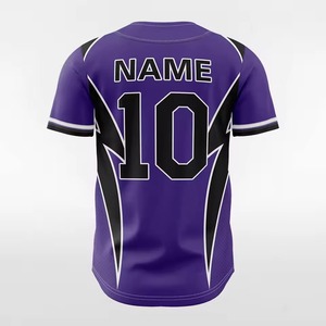 Custom Sublimated Baseball Jersey Men's Short Sleeve <b>Purple</b> Black White Team Name 10 Moisture Wicking Regular Fit All Seasons - Product Image 3