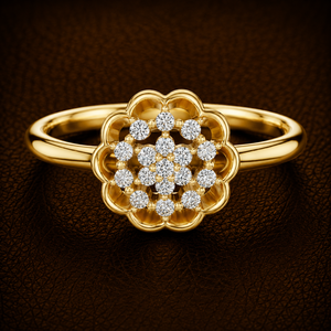 Bagues de fiançailles en or massif 14K 18K avec diamants de laboratoire taille brillant rond DEF VVS, motif floral, bijoux fins sur mesure pour femmes - Product Image 1
