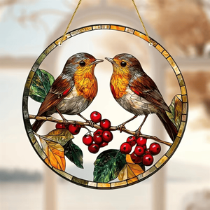 Décoration murale en acrylique colorée CIFbuy, oiseau de fenêtre avec cardinal et baies, TikTok pour service de retrait Temu - Product Image 4