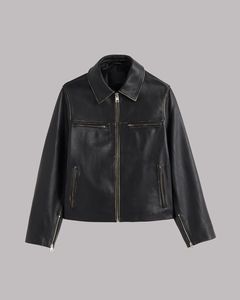 OEM Wholesale High Quality Customized Logo Customized Color Shiny Waterproof Canvas Stand Collar <b>Winter</b> <b>Leather</b> <b>Jacket</b> for Men - Product Image 4