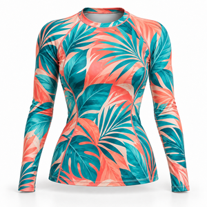Custom <b>Womens</b> Slim Fit Rash Guard Lightweight Sublimated Print Sportswear OEM Breathable <b>Womens</b> Rash Guards Customized - Product Image 6