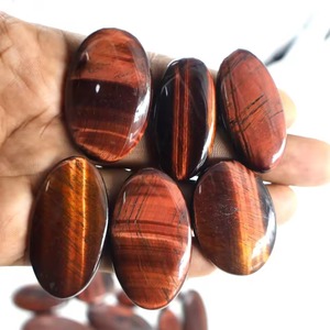 Piedras de Cuarzo Ojo de Tigre Rojo de Alta Calidad para Joyería, 100% Naturales, Corte Ovalado de 20-40 mm, Piedra Ojo de Tigre de Rajasthan - Product Image 1