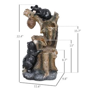 Fuente de Exterior de 22.4 Pulgadas con Luces LED, Cascada de Resina de 3 Niveles con Diseño de Oso y Colmena, Bomba Incluida - Product Image 3