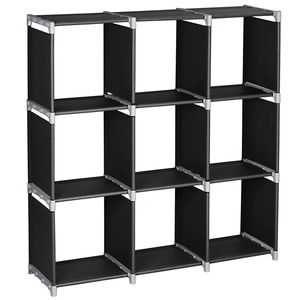 Scaffale di Stoccaggio Multifunzionale Nero a 3 Livelli e 9 Scomparti per Organizzazione Domestica - Product Image 3