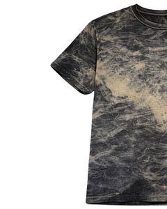 T-shirt en coton délavé noir et beige à manches courtes et col rond, style vintage délavé à l'acide, pour homme, décontracté, streetwear, mode estivale tendance - Product Image 3