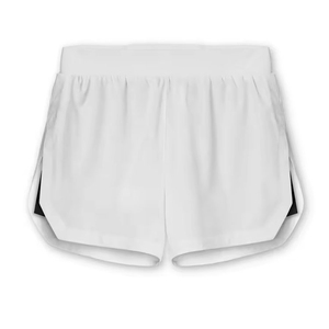 Customizable Front Summer Sports Shorts Quick Drying Double <b>Layer</b> Jogging Fitness <b>Mid</b> Waist Elastic Casual Solid Pattern 100% - Product Image 3