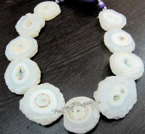 Cuentas de Cristal de Cuarzo Solar Druzy Natural Blanco de 20-30 mm, Piedra Musgosa, Hilo de Druzy de 7-8 Pulgadas - Product Image 1