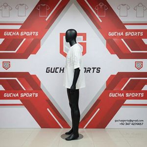 Camiseta blanca de algodón para hombre con diseño de nota musical con pedrería, tela suave y transpirable, corte holgado, estilo casual y moderno. - Product Image 3