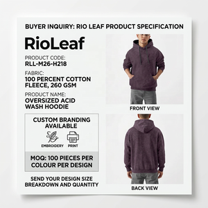 Sudadera con Capucha para Hombre, Lavada al Ácido, 260 GSM, Felpa de Algodón, Hombros Caídos, Bolsillo Canguro, Personalización de Marca - Product Image 4