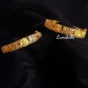 Nova Mart Laxmi Coin Style Oxidized Polish Alloy with Gold Plating Casual Fashion Bangles with American Diamonds 2x6 - Product Image 1