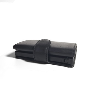 [Top Ranking] Castello Top Quality PU Leather Aluminum Card Case Holder Pop Up <b>Wallet</b> Credit Card Holder Quick Release Black - Product Image 2