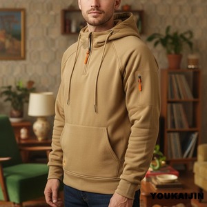 เสื้อฮู้ดผู้ชายแฟชั่นลำลองสไตล์สปอร์ตแขนยาวมีซิปกระเป๋าหลายช่องทรงหลวมสไตล์สตรีทแวร์ไซส์ยุโรป - Product Image 3