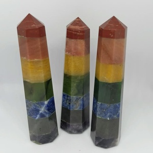 Vente en gros : Obélisque en cristal poli éco-responsable des sept chakras, baguette de guérison, pierre précieuse pour la méditation, l'équilibre énergétique Reiki et le Feng Shui - Product Image 2