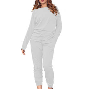 Conjunto de Top de Manga Larga y Pantalones Jogger para Mujer, Ropa Casual de Dos Piezas, Tejido Suave, Corte Relajado, Atuendo Diario - Product Image 1
