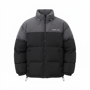 Men's Winter Bubble Puffer Jacket Two Tone Design Warm Stand Collar <b>Padded</b> <b>Coat</b> - Product Image 1