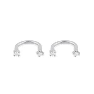 Pendientes de Aro en Forma de U de Oro Blanco de 14K con Diamantes Cultivados en Laboratorio, Pendientes de Aro con Diamantes y Cierre de Rosca, Joyería Fina Elegante y Segura para Mujer - Product Image 2