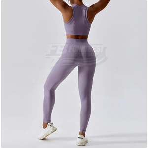 Ensemble 2 pièces de haute qualité, écologique, avec logo personnalisé, taille XL, short de sport, vêtements de gym, soutien-gorge sans couture, yoga, vêtements de sport pour femmes - Product Image 5