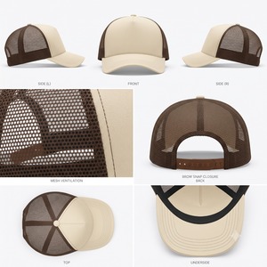 OEM Manufacturer Custom Custom Embroidered Logo Trucker <b>Cap</b> Perforated Mesh Back Polyester Front Panel For Casual - Product Image 3