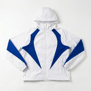 High Sales Custom Logo Blue White Men's Nylon <b>Wind</b> <b>Breaker</b> Sets Suits For Summer Vintage Classic Wear Highstreet Hoodies Shorts - Product Image 2