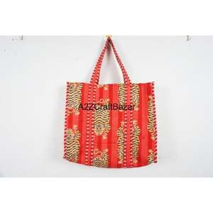 Bolso Tote Largo de Hombro Acolchado de Algodón Indio Hecho a Mano con Rayas para Mujer, Ecológico, Estilo Boho, para Compras, Fiestas, Comestibles, Gran Capacidad - Product Image 2