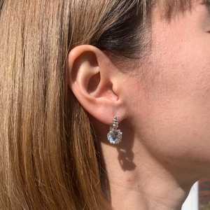 Pendientes Colgantes Vintage con Diamante Redondo de Moissanita y Plata 925, Joyería Fina Solitaria para Compromiso, Regalo para Mujer - Product Image 4